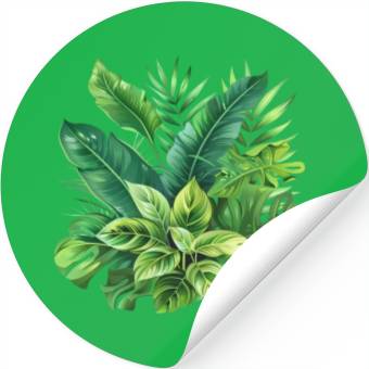 Discover Verdant Haven: Tropical Leaf Ensemble Stickers