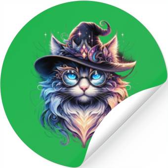 Discover Cat Fantasy "Enchanted Wizard Cat" Stickers