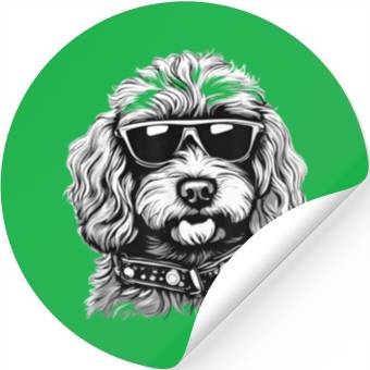 Discover Cute Cavapoo Rock Star Puppy Stickers