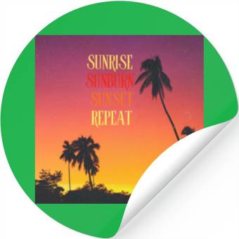 Discover Sunrise Sunburn Sunset Repeat Beach Scene Stickers