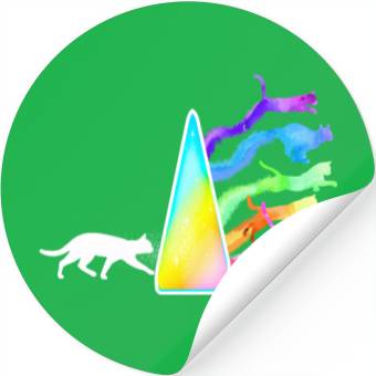 Discover Funny Science Nerd, Geek Cat Physics Rainbow Stickers