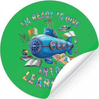Discover Ready To Dive Into Learning Back School Submarine Stickers