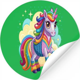 Discover Crochet Rainbow Unicorn Stickers