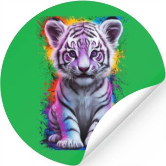 Discover colorful tiger cub Stickers