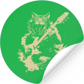Discover Meow Cat Playing Guitar Instruments Awesome Stickers