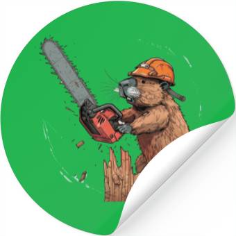 Discover Beaver Lumberjack Chainsaw Stickers