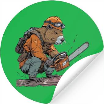 Discover Beaver Lumberjack Chainsaw Stickers
