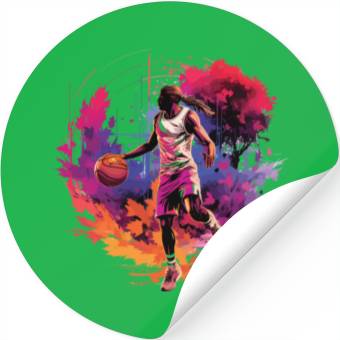 Discover Basketball Player Surrounded by Sunset, Artwork Stickers
