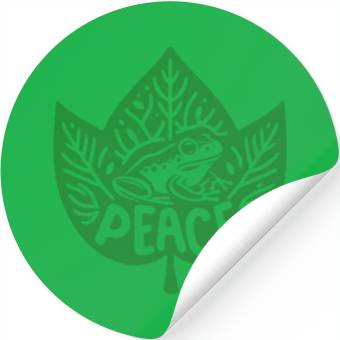 Discover Peaceful Frog - Green version Stickers