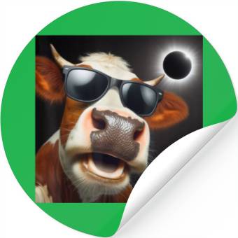 Discover Funny Solar Eclipse Wearing Glasses Stickers