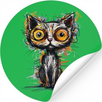 Discover Vibrant Abstract Cat Artwork Stickers