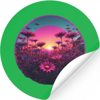 Discover Synthwave Wild Flower Design Stickers