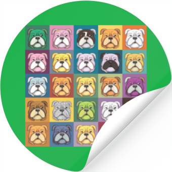 Discover Bulldog Patchwork: Vivid Canine Quilt Stickers