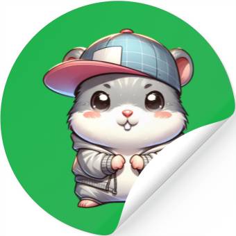 Discover Light Gray Hip Hop Hamster Stickers