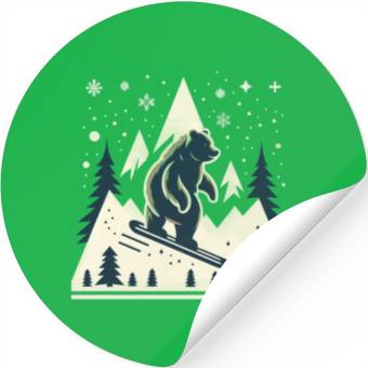 Discover Skiing Grizzly Stickers