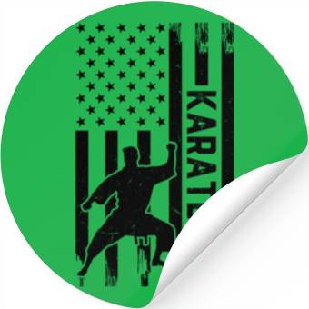 Discover Karate US Flag Karate Stickers