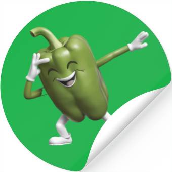Discover Green Bell Pepper Dabbing Realistic Stickers