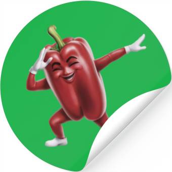 Discover Red Bell Pepper Dabbing Realistic Stickers