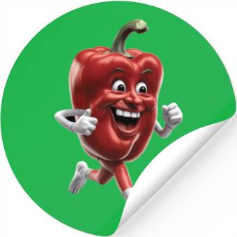 Discover Red Bell Pepper Running Realistic Stickers