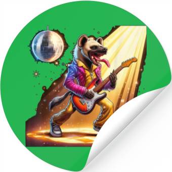 Discover Disco Ball Guitar Hyena Stickers