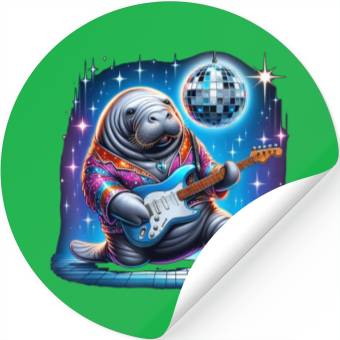 Discover Disco Ball Guitar Manatee Stickers