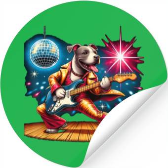 Discover Disco Ball Guitar dog Stickers