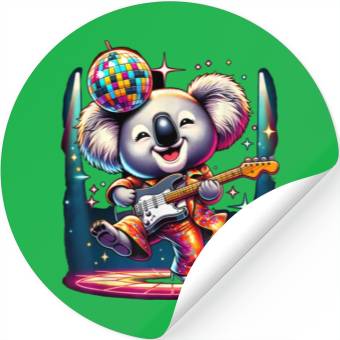 Discover Disco Ball Guitar Koala Stickers