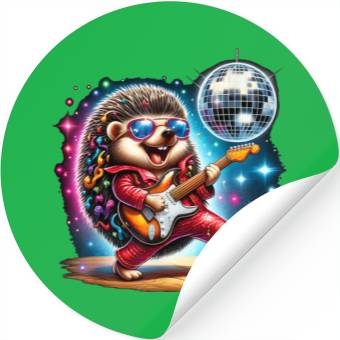 Discover Disco Ball Guitar Hedgehog Stickers