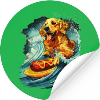 Discover Space Dog surfing Hot Stickers