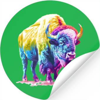 Discover Vibrant Rainbow Buffalo Artwork Stickers
