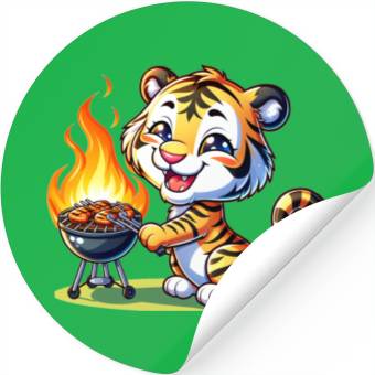 Discover Cute BBQ Tiger Stickers