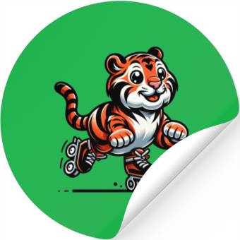 Discover Cute Inline Skater Tiger Stickers