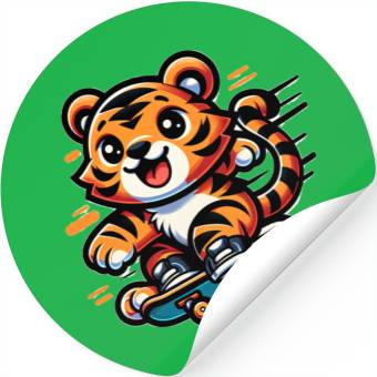 Discover Cute Skater Tiger Stickers