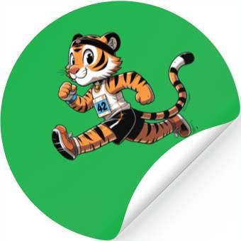 Discover Cute Marathon Runner Tiger Stickers