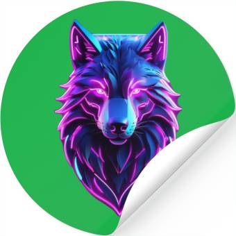 Discover Neon Wolf Lights Stickers