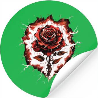 Discover Red Rose With Lightning Round İt Stickers