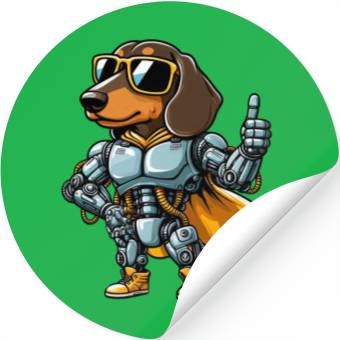 Discover Dachshund robot cyborg sci-fi dog mech design Stickers