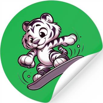 Discover Cute Snowboarder Tiger Stickers