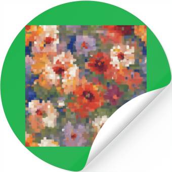 Discover Retro Pixel Floral Design Stickers