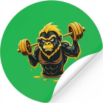 Discover Vector illustration, gorilla lifting weights Stickers