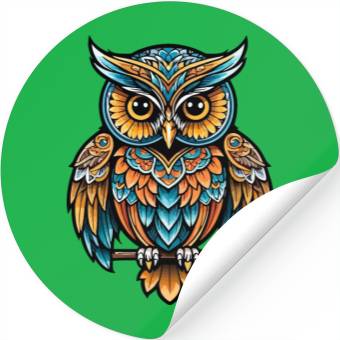 Discover Owl Neo Traditional Stickers