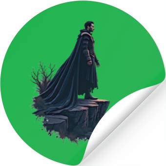 Discover Warrior Standing on Cliff at Sunset Stickers