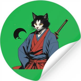Discover Samurai Cat Stickers