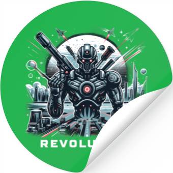 Discover Futuristic Robot In A Sci-Fi Landscape Stickers