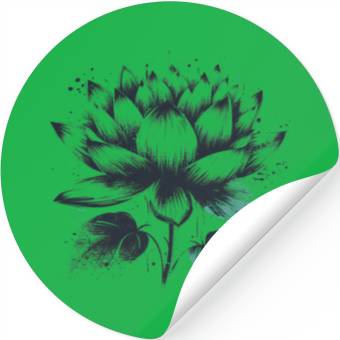 Discover Modern Lotus with Brushstroke Effect 2 Stickers