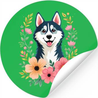 Discover Husky Floral Stickers