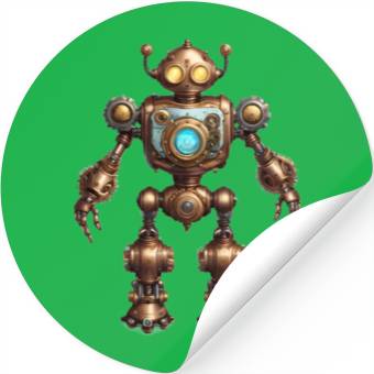 Discover A sturdy steampunk robot Stickers