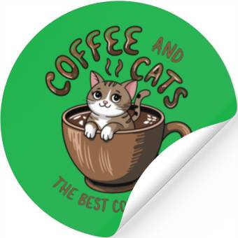 Discover coffee and cats Stickers