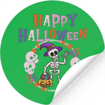 Discover Happy Halloween Skeleton, Stickers