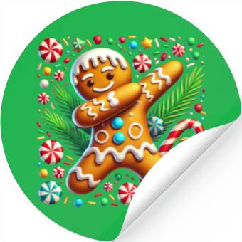 Discover Dabbing Gingerbread Cookie Christmas Fun Stickers